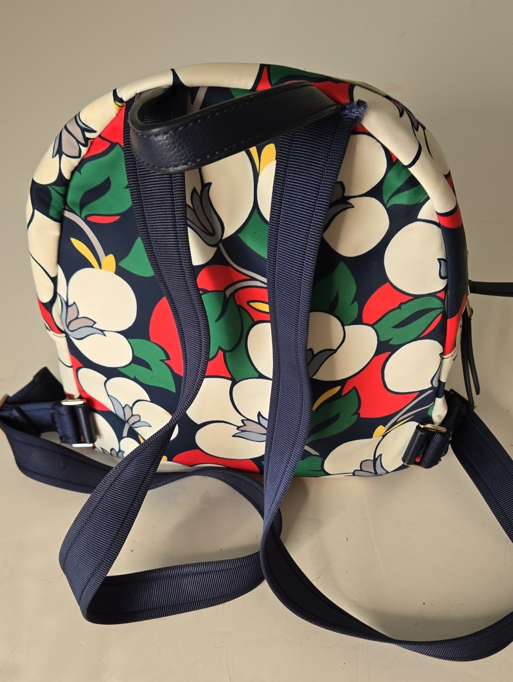 Kate Spade Floral Mini Backpack in Navy, White, Red & Green - Picture 4 of 16